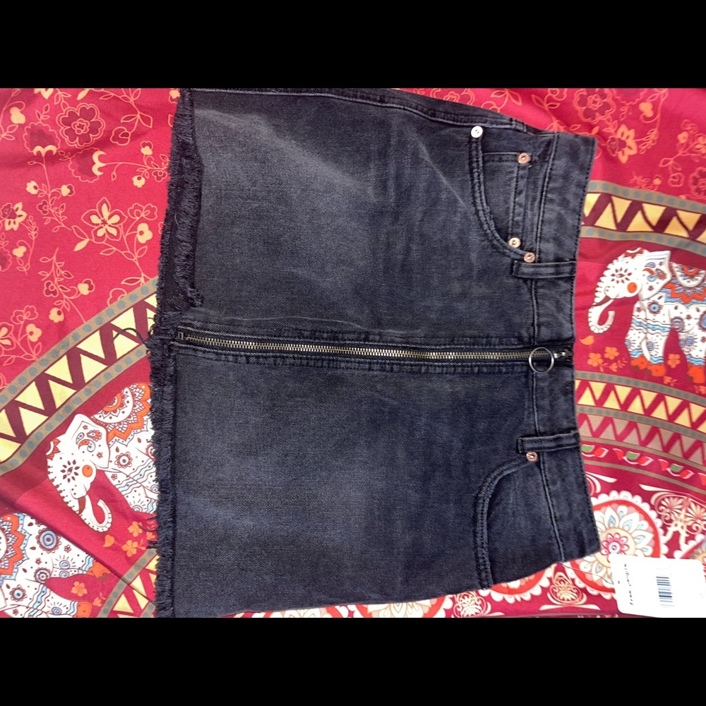 Free People Denim Mini Skirt Black Size 4